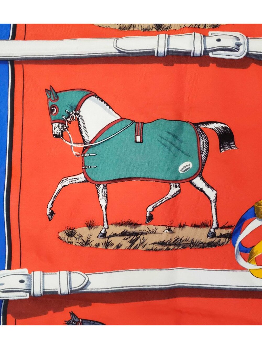 Hermes VTG Silk Scarf Carre 90 "Couvertures et Tenues de Jour" Red Silk Scarf - Picture 8 of 9